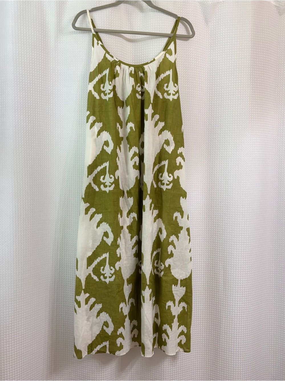 Summer House Green and White Ikat Print Cotton Maxi Sundress Size Small NWT